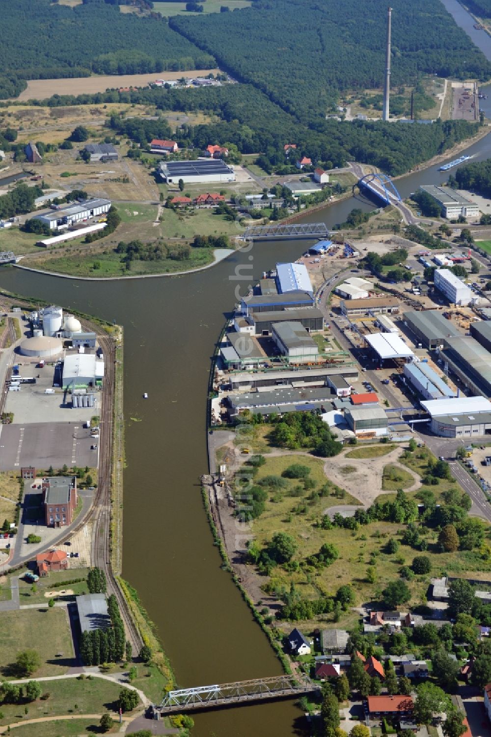 Aerial image Genthin - Bridges over the Elbe-Havel-Canel in the state Saxony-Anhalt