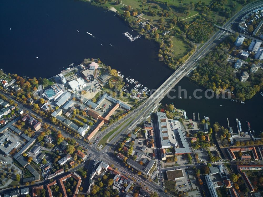 Potsdam from above - View of the bridge of the road Nuthestrasse in Potsdam in the state Brandenburg