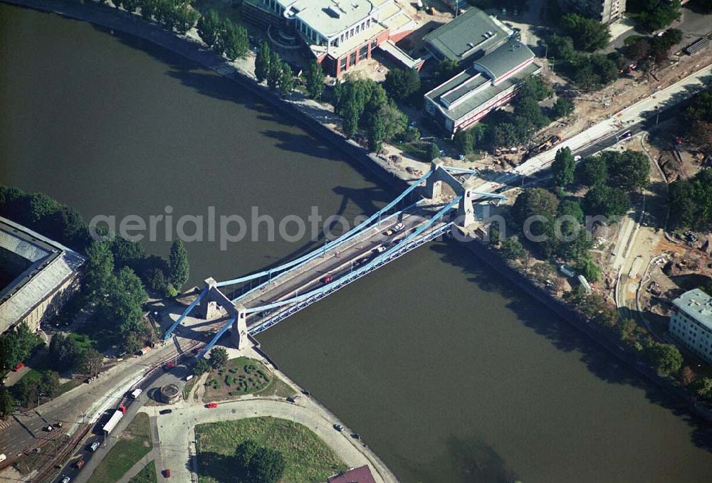 Aerial photograph Wroclaw (Polen) - Blick auf die Oder-Brücke Most Pokoju in Wroclaw.