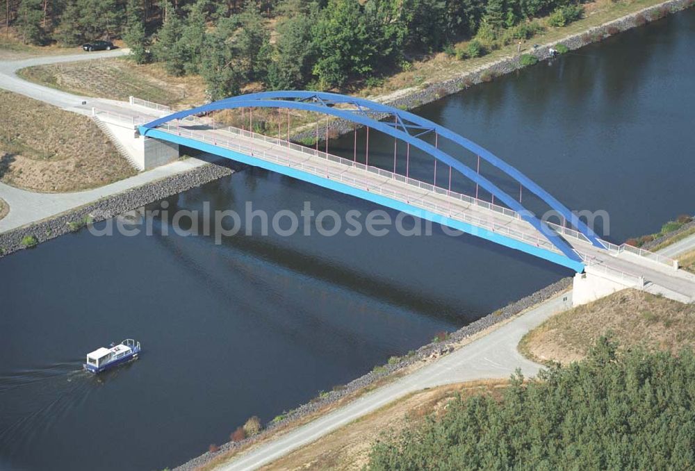 Aerial photograph Burg - Blick auf die Brücke Schartau-Detershagen am Elbe-Havel-Kanal westlich von Burg.