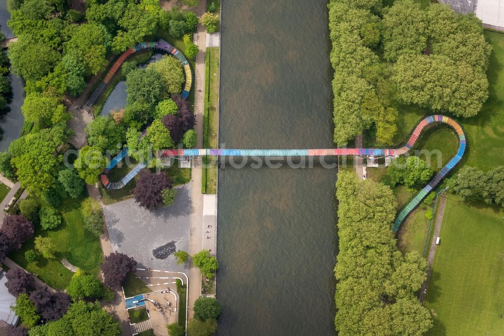 Aerial image Oberhausen - View of the bridge Slinky Springs to Fame in Oberhausen in the state of North Rhine-Westphalia