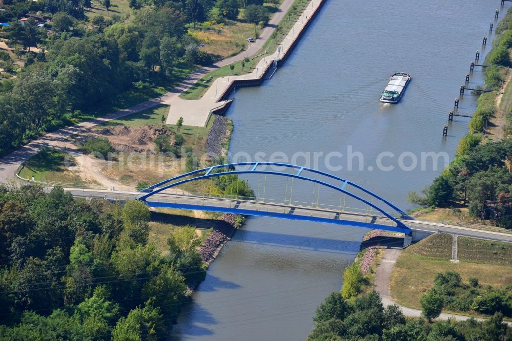 Aerial image Wusterwitz - Bridge Wusterwitz at the Elbe-Havel-Canal in the state Brandenburg