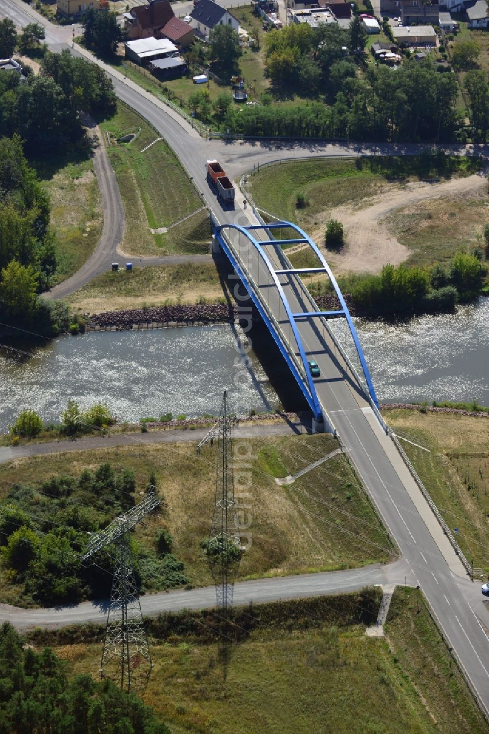 Wusterwitz from the bird's eye view: Bridge Wusterwitz at the Elbe-Havel-Canal in the state Brandenburg