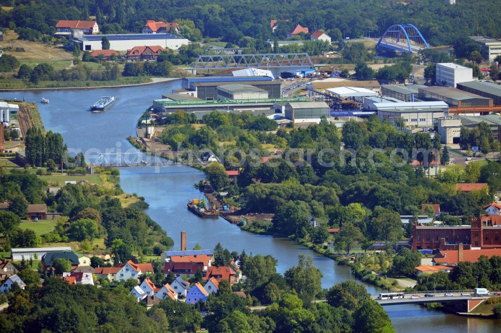 Genthin from the bird's eye view: Bridges over the Elbe-Havel-Canel in the state Saxony-Anhalt