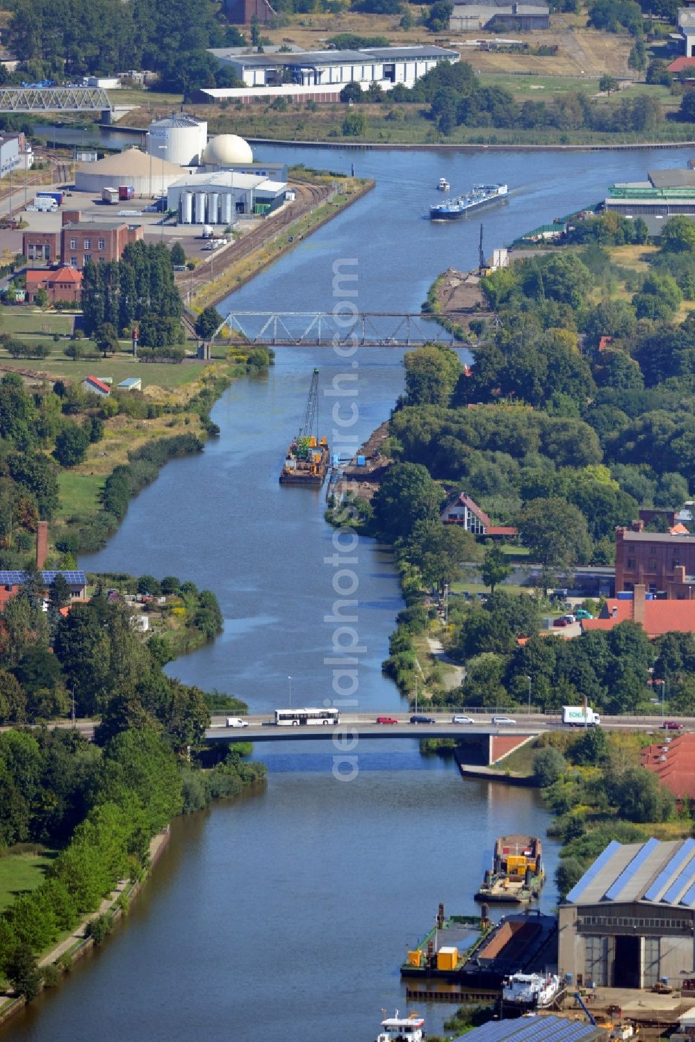 Aerial image Genthin - Bridges over the Elbe-Havel-Canel in the state Saxony-Anhalt