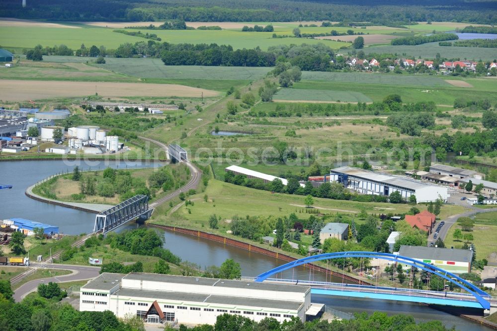 Genthin from the bird's eye view: Bridges over the Elbe-Havel-Canel in the state Saxony-Anhalt