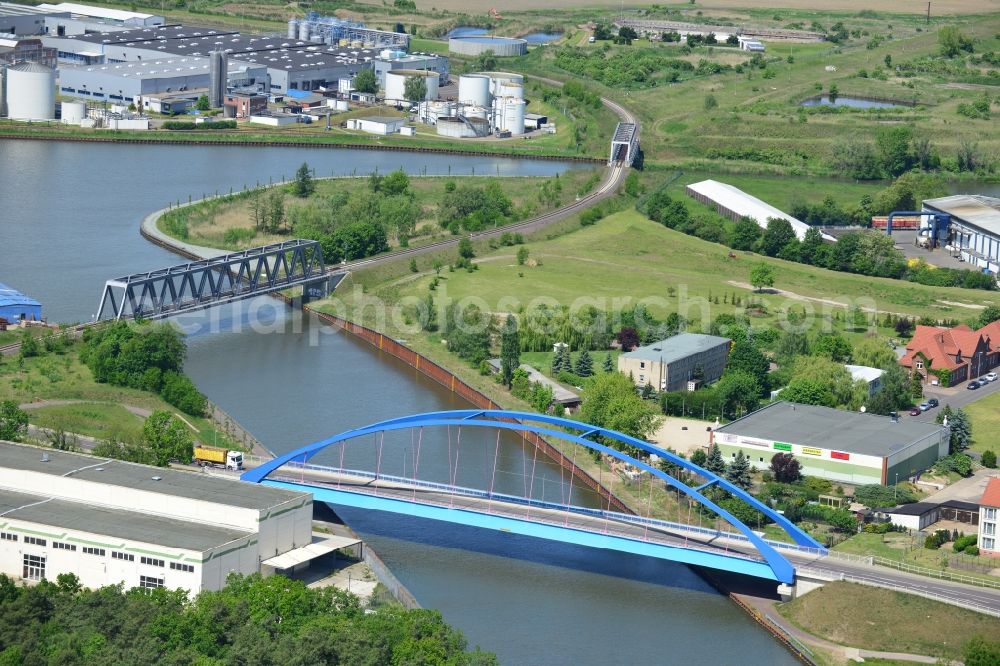 Aerial image Genthin - Bridges over the Elbe-Havel-Canel in the state Saxony-Anhalt