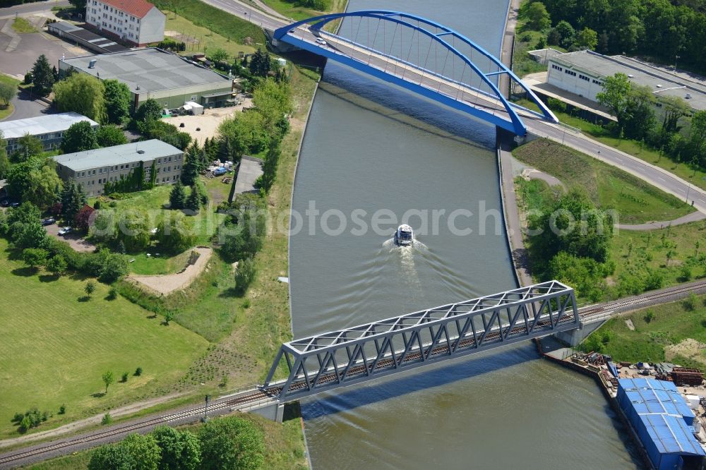 Genthin from the bird's eye view: Bridges over the Elbe-Havel-Canel in the state Saxony-Anhalt