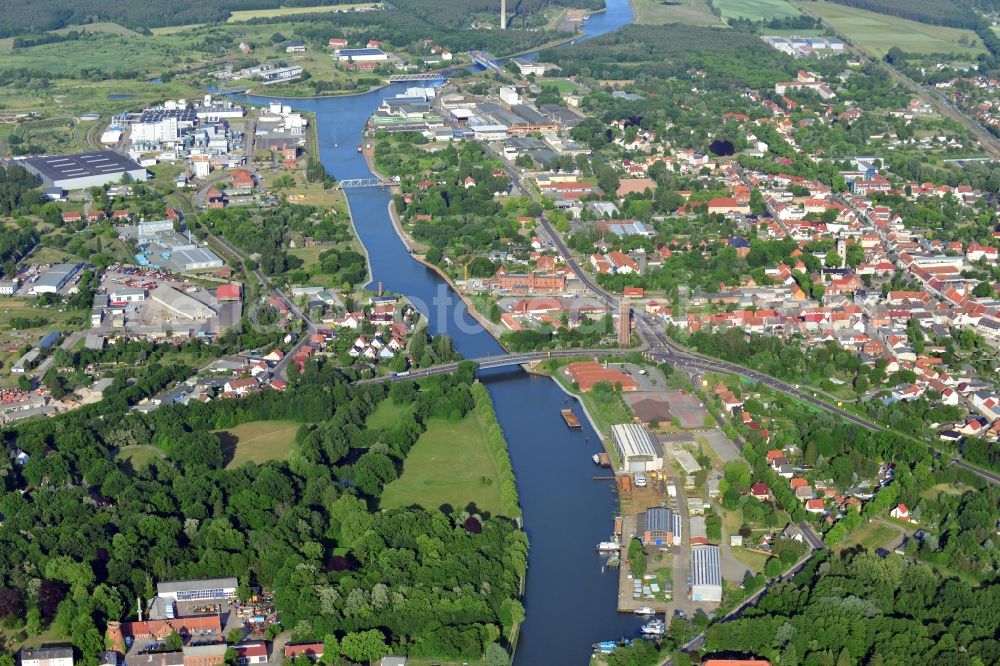 Genthin from the bird's eye view: Bridges over the Elbe-Havel-Canel in the state Saxony-Anhalt