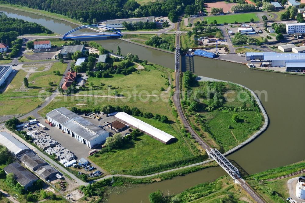 Genthin from the bird's eye view: Bridges over the Elbe-Havel-Canel in the state Saxony-Anhalt