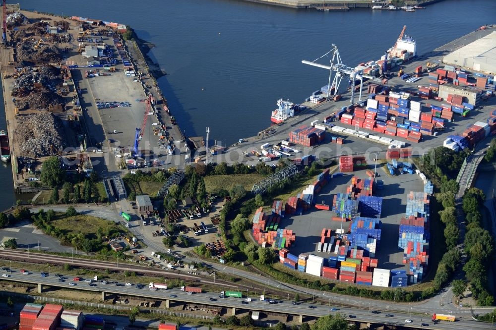 Aerial photograph Hamburg - Bridge over the Trave harbour in Hamburg-Mitte / Steinwerder. A project of the Hamburg Port Authority HPA