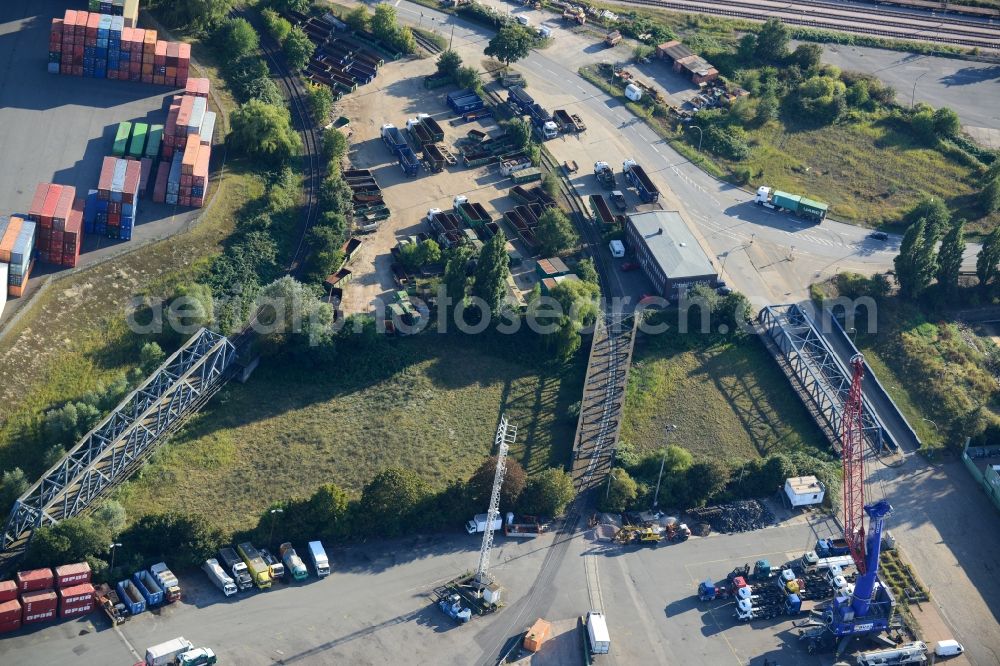 Aerial image Hamburg - Bridge over the Trave harbour in Hamburg-Mitte / Steinwerder. A project of the Hamburg Port Authority HPA