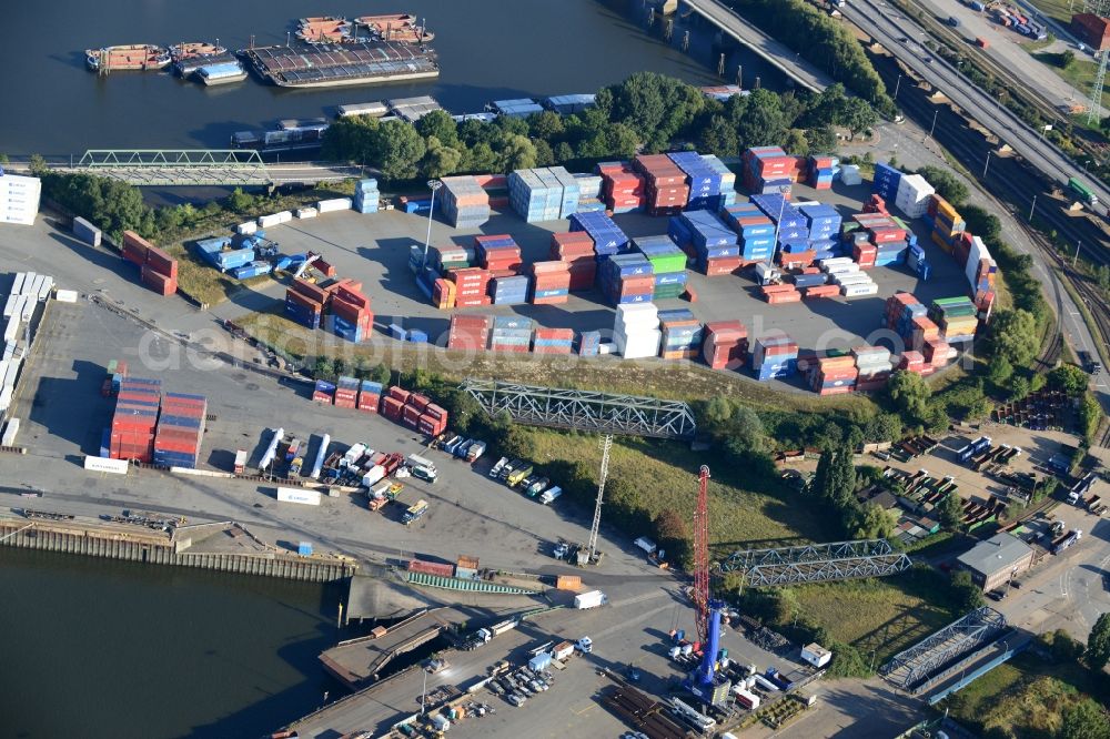 Aerial photograph Hamburg - Bridge over the Trave harbour in Hamburg-Mitte / Steinwerder. A project of the Hamburg Port Authority HPA