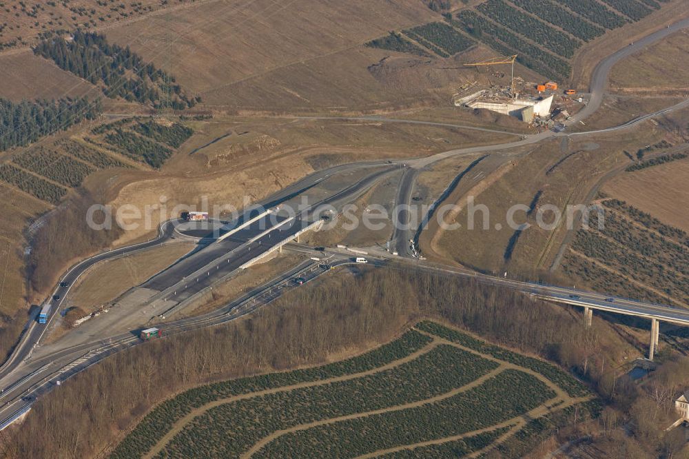 Aerial image Bestwig - Look at the interchange Bestwig of the motor way A 64