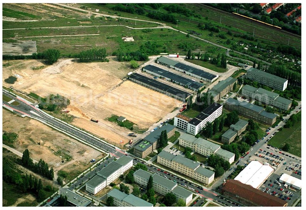 Berlin Johannistal from above - Blick auf das Gewerbe- und Entwicklungsgebiet WISTAS am ehem. Flugplatz Johannistal