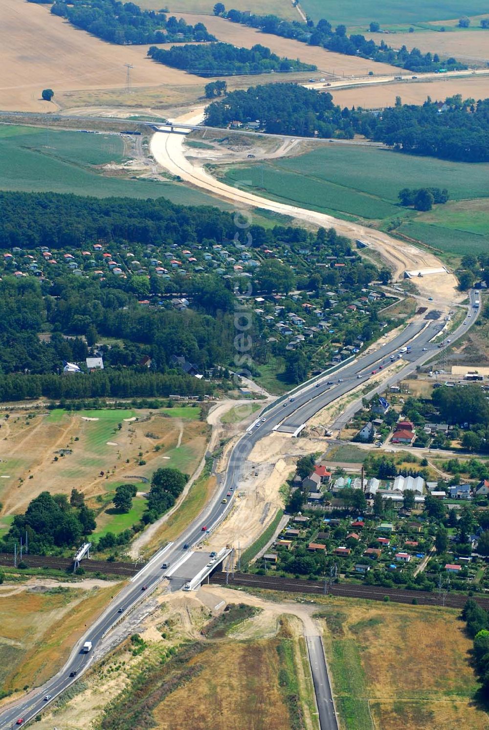 Aerial photograph Mahlow - Brückenbau an der Ortsumgehung B96 durch die Schälerbau Berlin GmbH