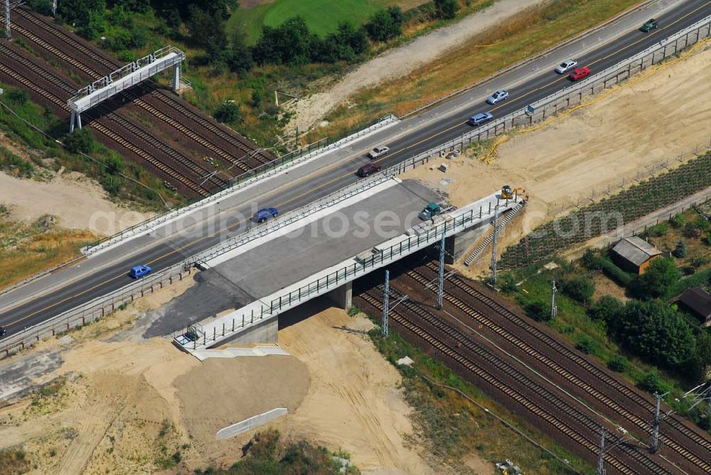 Mahlow from the bird's eye view: Brückenbau an der Ortsumgehung B96 durch die Schälerbau Berlin GmbH