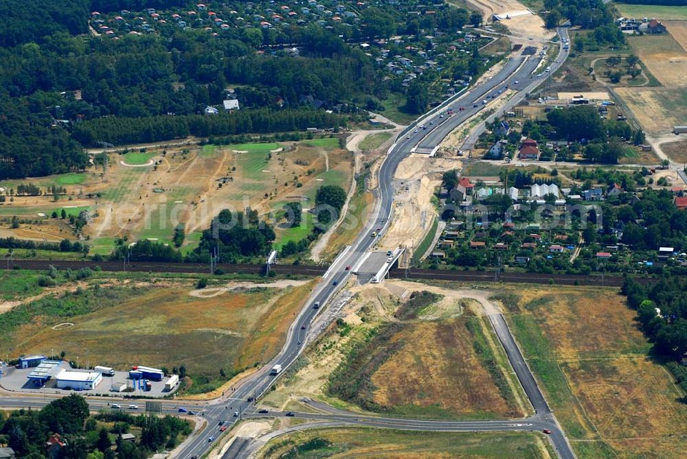 Aerial image Mahlow - Brückenbau an der Ortsumgehung B96 durch die Schälerbau Berlin GmbH