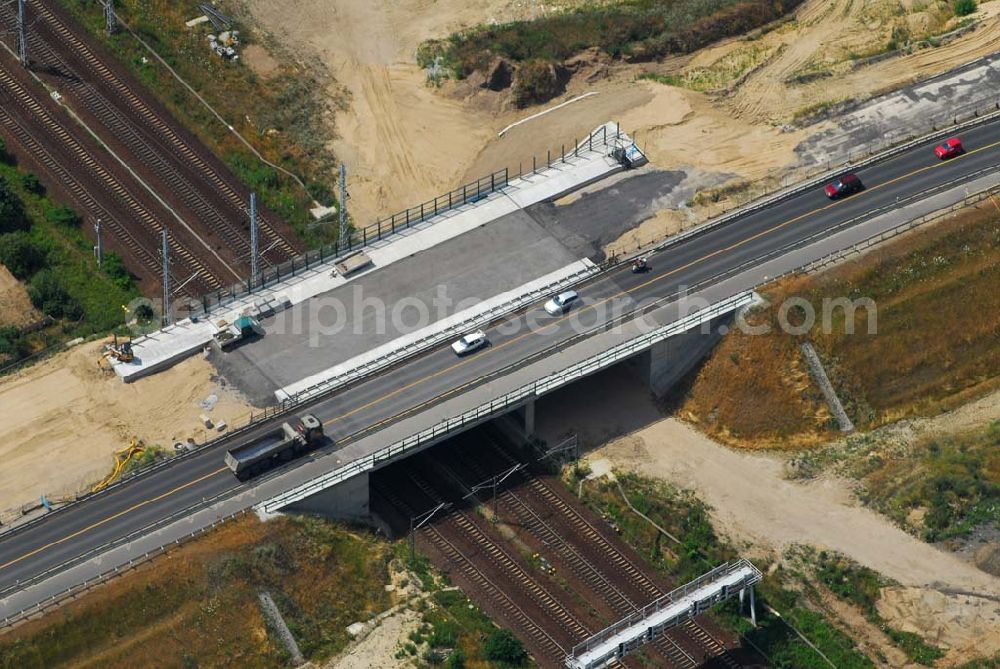 Aerial image Mahlow - Brückenbau an der Ortsumgehung B96 durch die Schälerbau Berlin GmbH