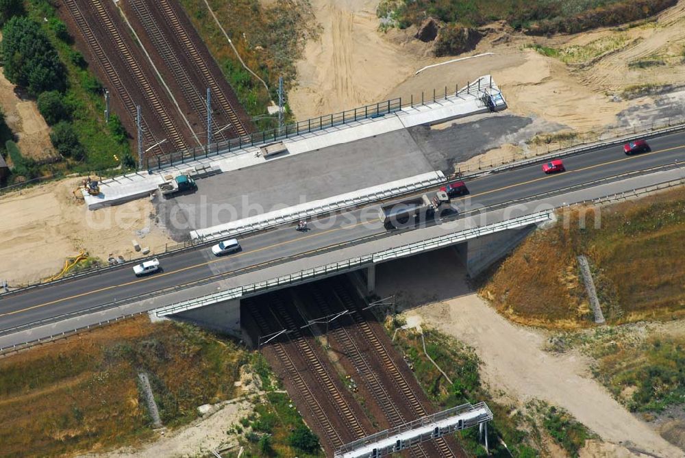 Aerial photograph Mahlow - Brückenbau an der Ortsumgehung B96 durch die Schälerbau Berlin GmbH