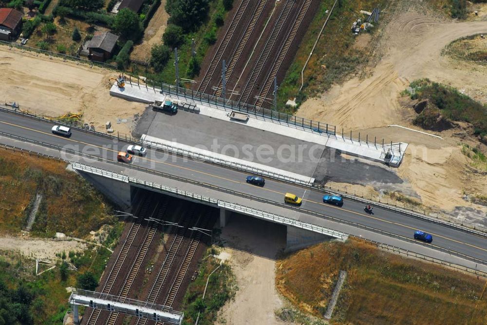 Aerial image Mahlow - Brückenbau an der Ortsumgehung B96 durch die Schälerbau Berlin GmbH