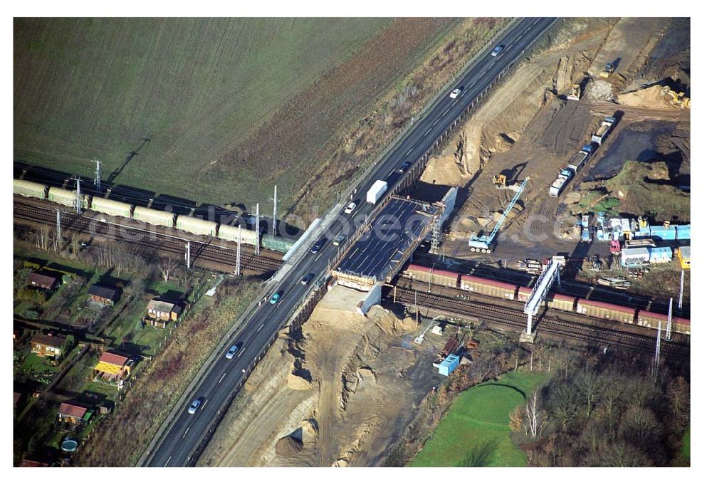 Aerial image Mahlow / Brandenburg - Blick auf die Baustelle der Schälerbau Berlin GmbH an der Ortsumfahrung Mahlow am Gewerbegebiet.