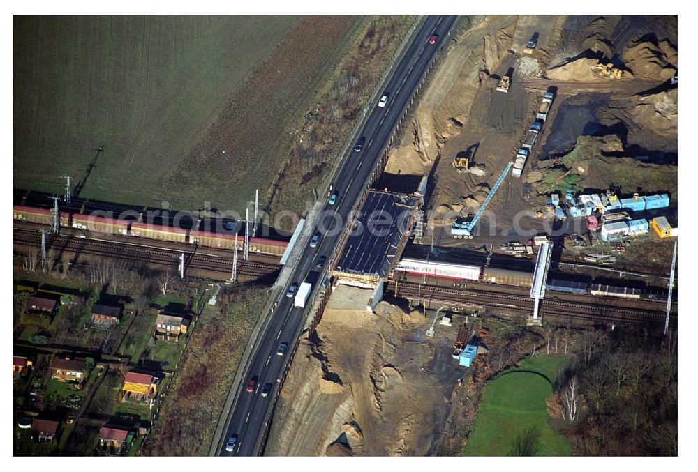 Aerial image Mahlow / Brandenburg - Blick auf die Baustelle der Schälerbau Berlin GmbH an der Ortsumfahrung Mahlow am Gewerbegebiet.