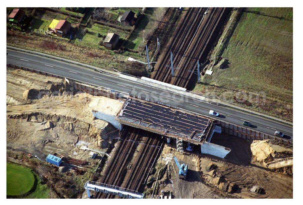 Aerial image Mahlow / Brandenburg - Blick auf die Baustelle der Schälerbau Berlin GmbH an der Ortsumfahrung Mahlow am Gewerbegebiet.