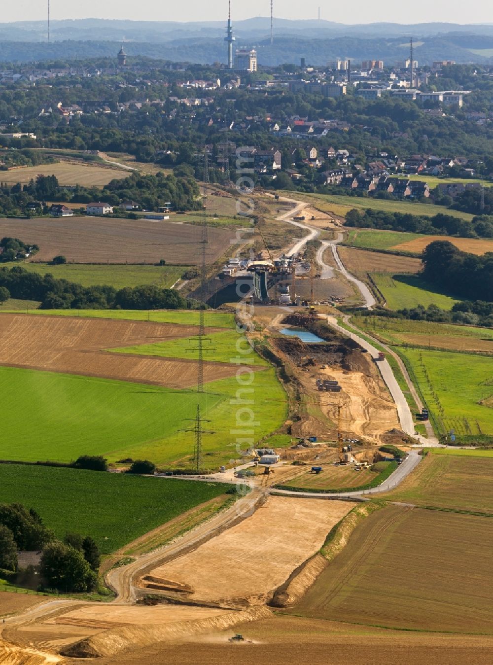 Heiligenhaus from above - View of the bridge construction site Gansland near Heiligenhaus in the state of North Rhine-Westphalia