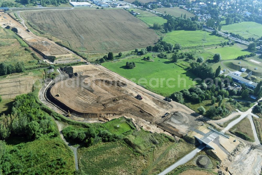 Aerial photograph Kesselhain - Bridge construction along the route and of the route of the highway route B95 to A72 motorway in Kesselhain in the state Saxony