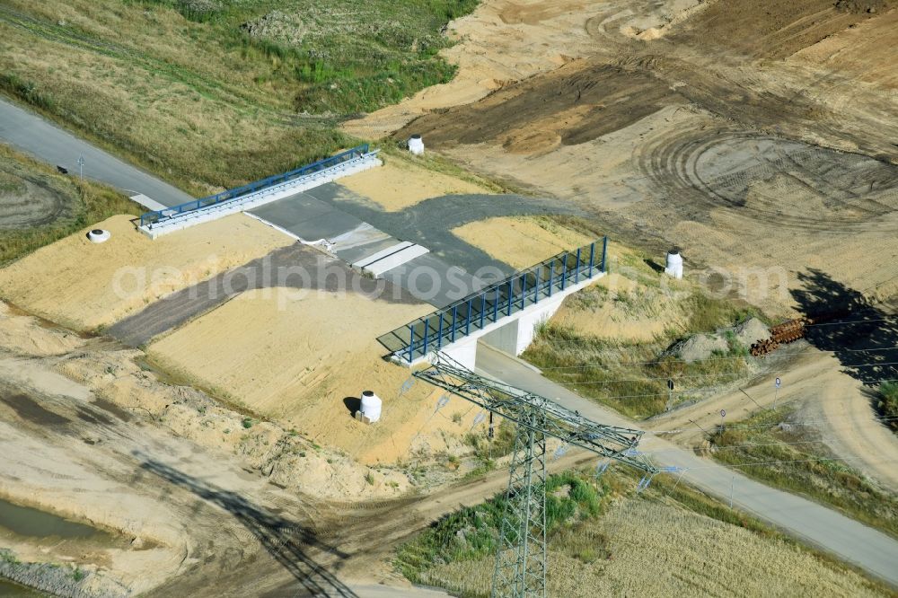 Aerial photograph Kesselhain - Bridge construction along the route and of the route of the highway route B95 to A72 motorway in Kesselhain in the state Saxony