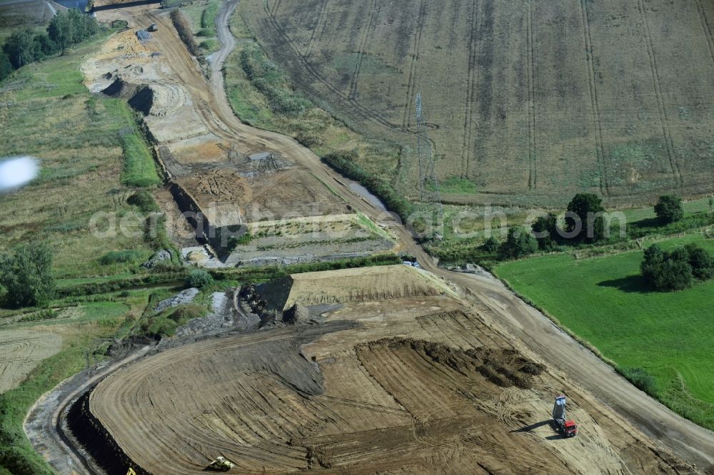 Aerial image Borna - Bridge over the creek Eula along the route and of the route of the highway route B95 to A72 motorway in Borna in the state Saxony