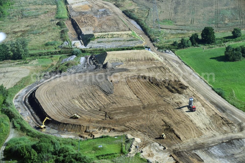 Aerial image Borna - Bridge over the creek Eula along the route and of the route of the highway route B95 to A72 motorway in Borna in the state Saxony