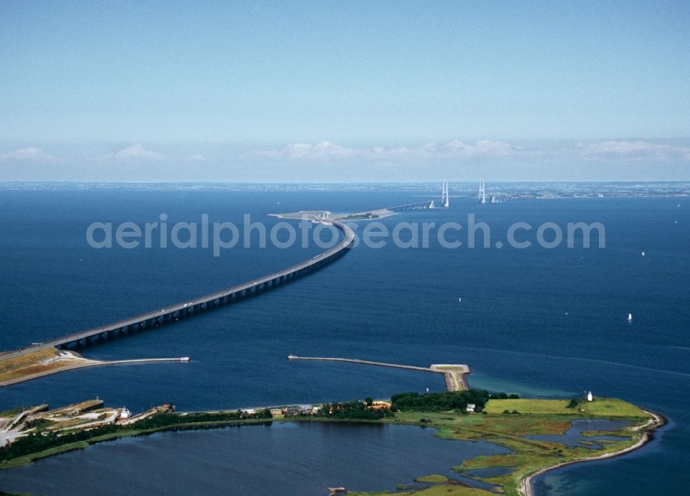 Nyborg from the bird's eye view: Bridge construction over the Great Belt in Korsoer in Syddanmark, Denmark