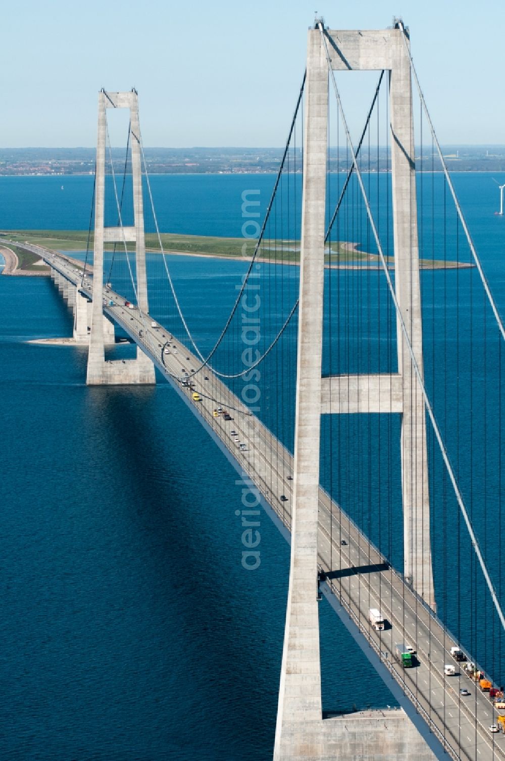 Korsoer from the bird's eye view: Bridge construction across the Great Belt in Korsoer in Syddanmark, Denmark