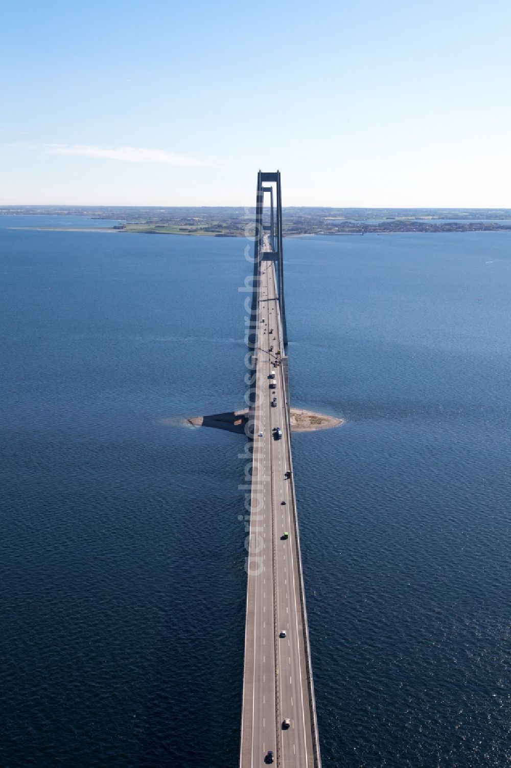 Aerial image Korsoer - Bridge construction across the Great Belt in Korsoer in Syddanmark, Denmark