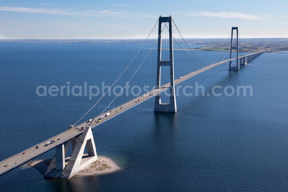 Korsoer from the bird's eye view: Bridge construction across the Great Belt in Korsoer in Syddanmark, Denmark