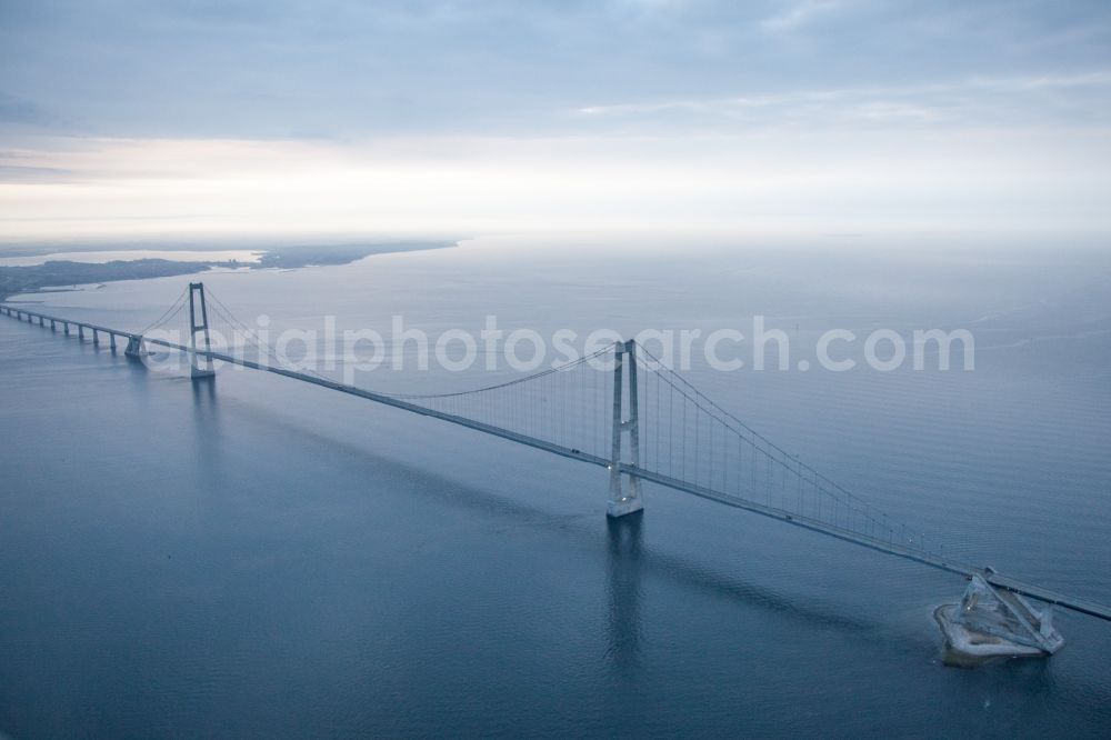 Aerial image Korsoer - Bridge construction across the Great Belt in Korsoer in Syddanmark, Denmark