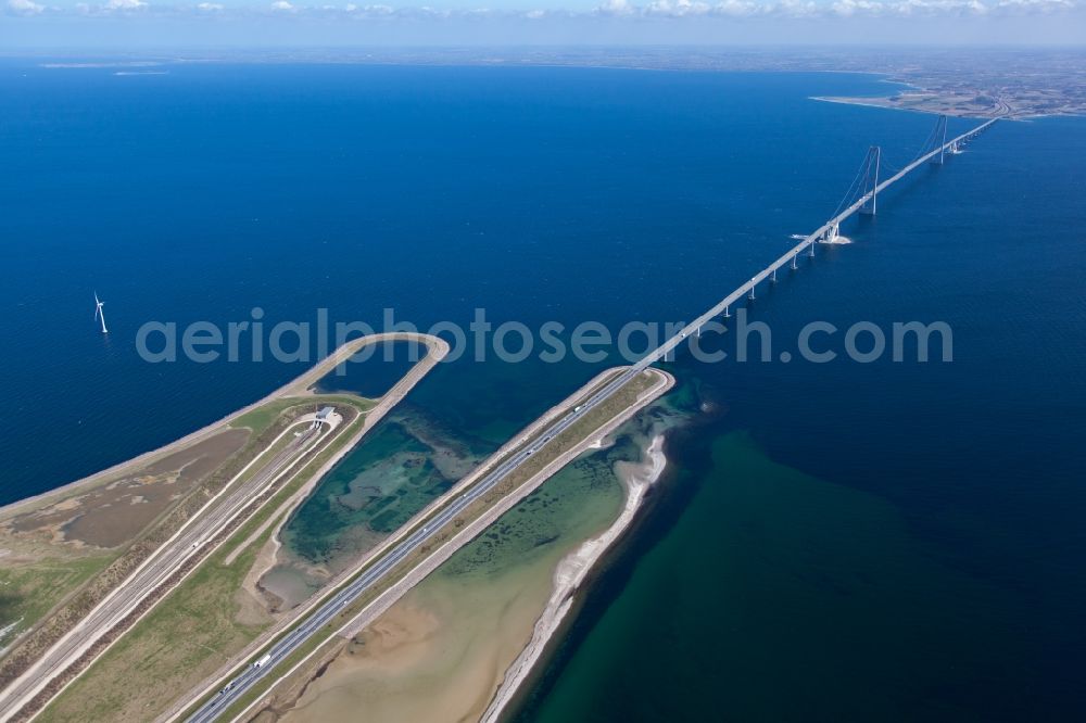 Korsoer from above - Bridge construction across the Great Belt in Korsoer in Syddanmark, Denmark