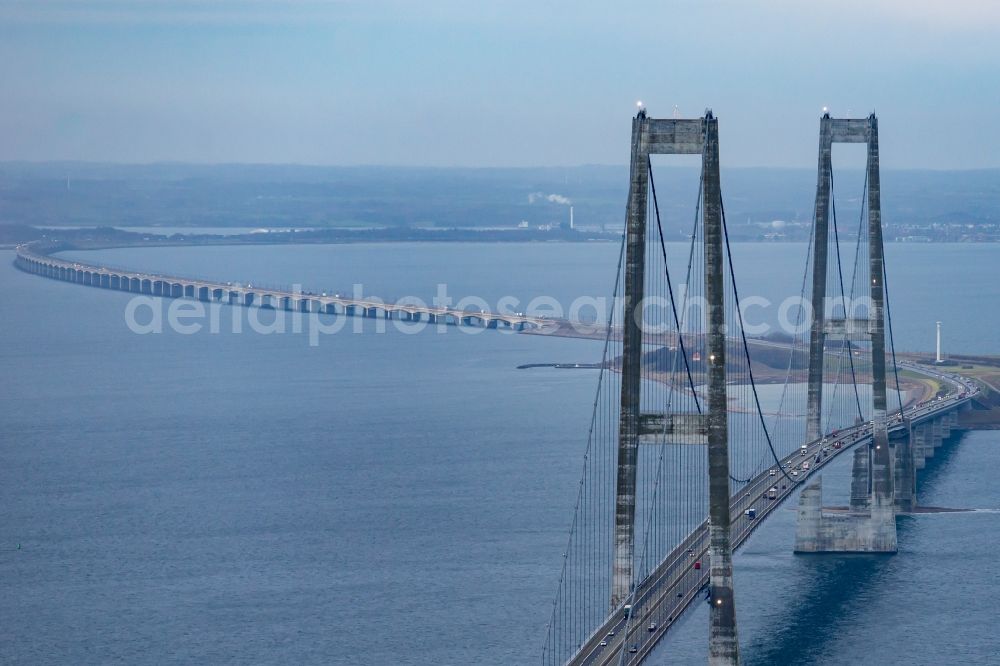 Korsoer from the bird's eye view: Bridge construction across the Great Belt in Korsoer in Syddanmark, Denmark