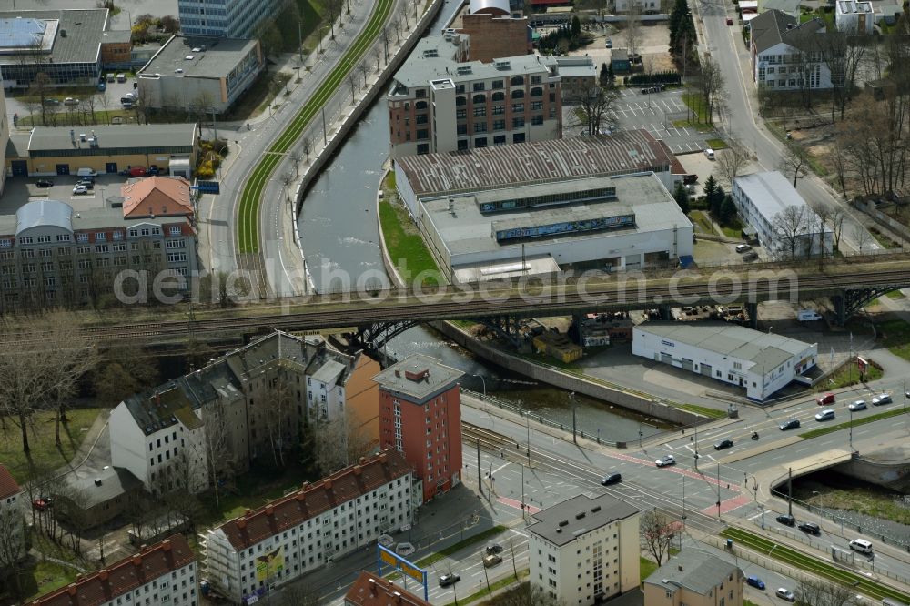 Chemnitz from the bird's eye view: Bridge structure of the Chemnitztal- viaduct in Chemnitz in the state Saxony