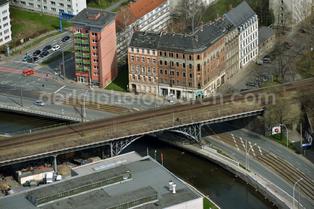 Aerial photograph Chemnitz - Bridge structure of the Chemnitztal- viaduct in Chemnitz in the state Saxony