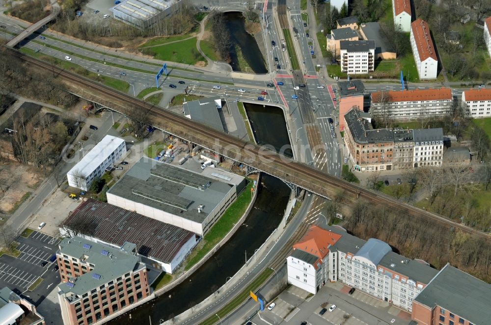 Chemnitz from the bird's eye view: Bridge structure of the Chemnitztal- viaduct in Chemnitz in the state Saxony