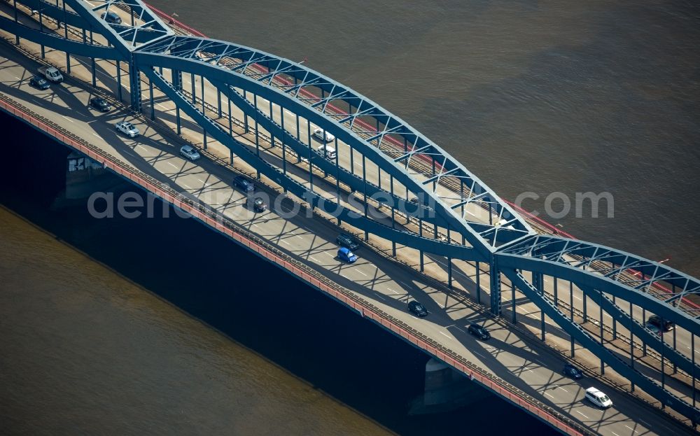 Hamburg from the bird's eye view: Road bridge construction along the Billhorner Brueckenstrasse in Hamburg in Germany