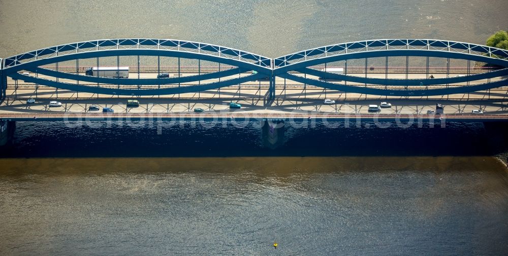 Aerial image Hamburg - Road bridge construction along the Billhorner Brueckenstrasse in Hamburg in Germany