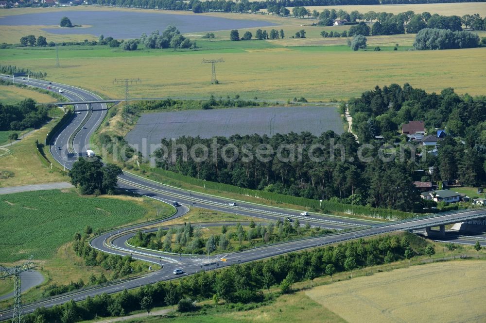 Blankenfelde-Mahlow from above - Road bridge construction along the B96 in Blankenfelde-Mahlow in the state Brandenburg