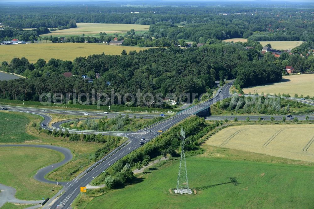 Aerial image Blankenfelde-Mahlow - Road bridge construction along the B96 in Blankenfelde-Mahlow in the state Brandenburg