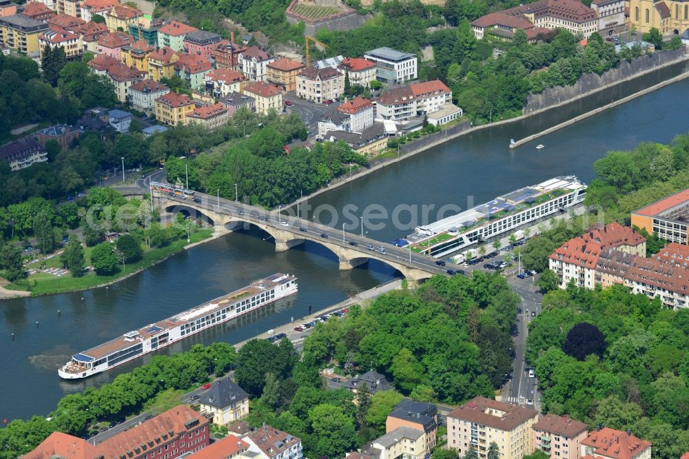 Aerial photograph Würzburg - Road bridge construction along the danube river in Wuerzburg in the state Bavaria