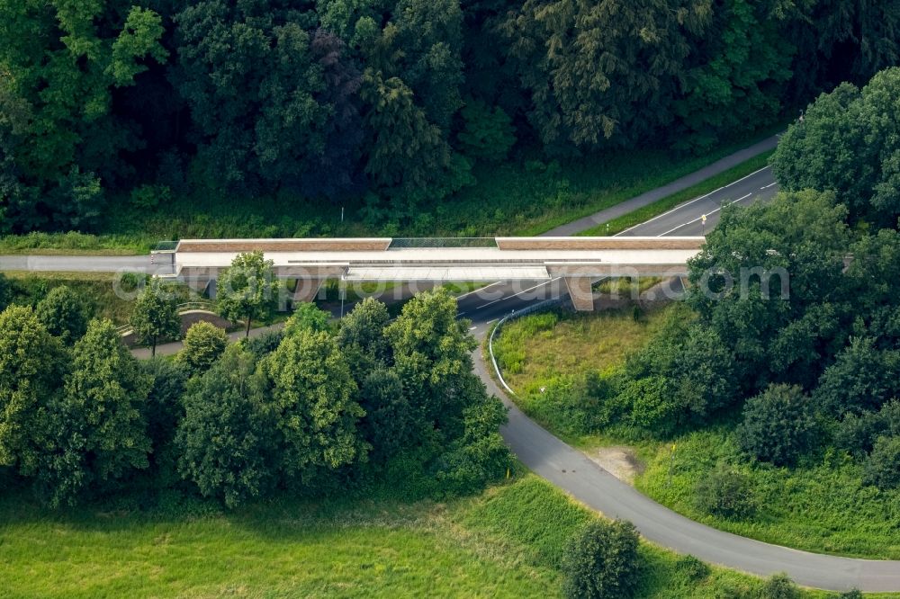 Aerial photograph Haltern am See - Bike pedestrian bridge construction along the Dorstener street in Haltern am See in the state of North Rhine-Westphalia