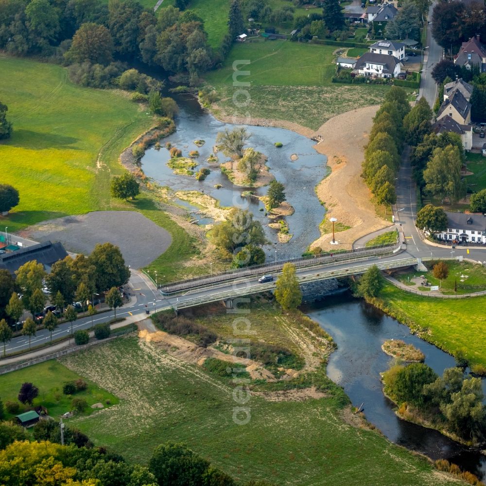 Oeventrop from above - Road bridge construction along the Gloesinger Strasse in Oeventrop in the state North Rhine-Westphalia, Germany